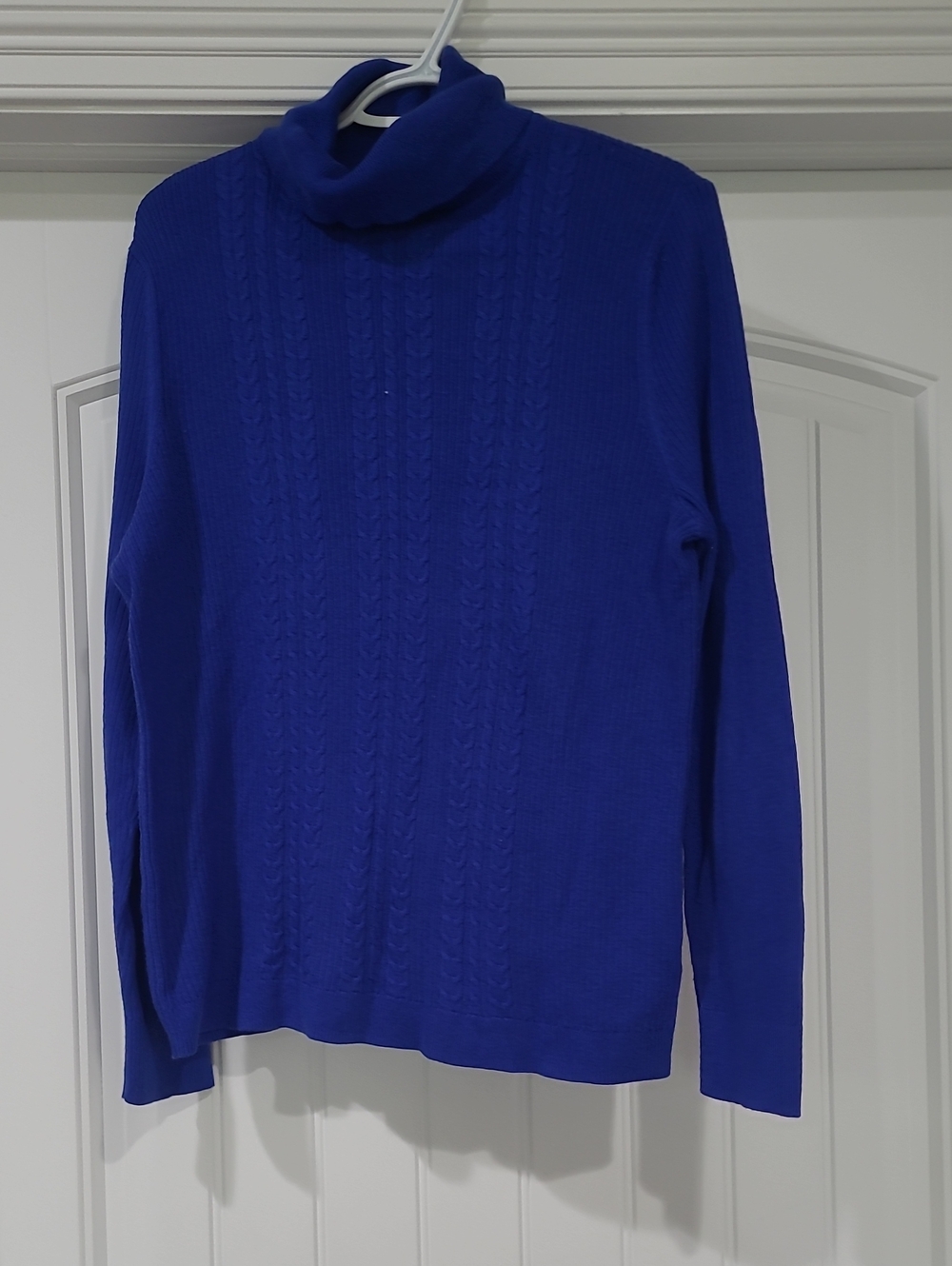 Talbots Royal Blue Cable-Front Turtleneck Sweater